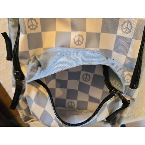 Vans Small Backpack Blue White Checkered Peace Sign NWOT - Picture 5 of 11